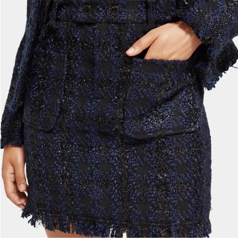 Scotch & Soda Midnight Blue Black Bouclé Mini Skirt